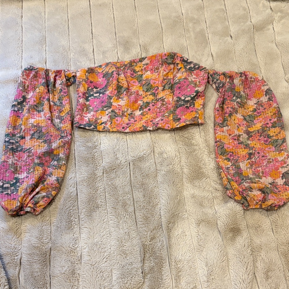 Wild Fable Vibrant Floral Off-Shoulder Blouse